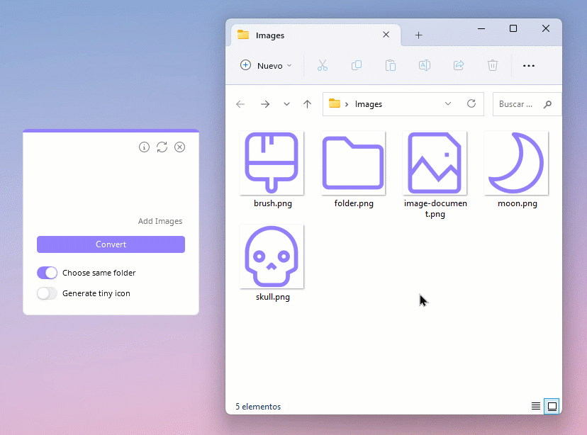 Drop Icons convert images to icons